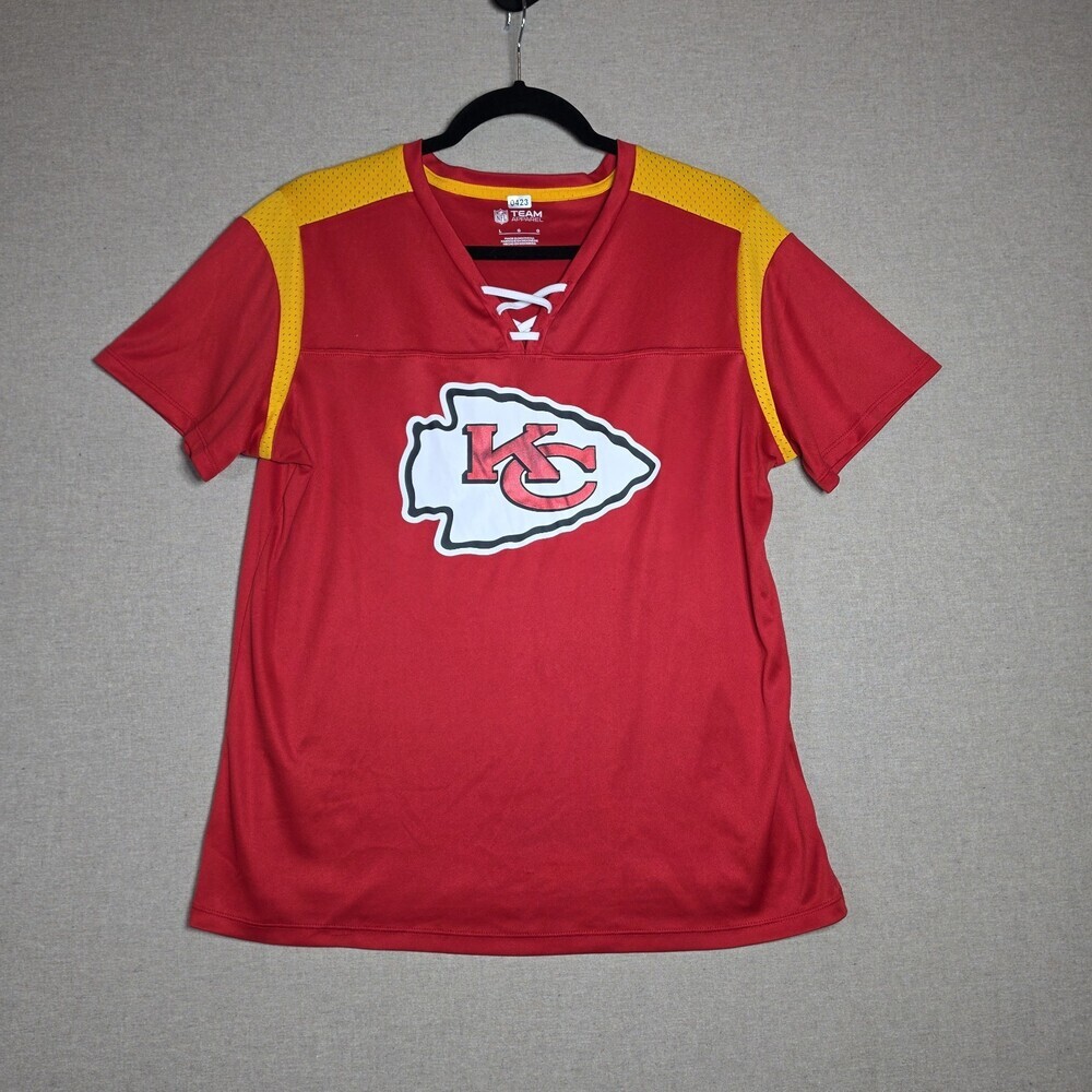 Kansas City Chiefs Shirt Womens Large Red Short Sleeve NFL Team Apparel Football